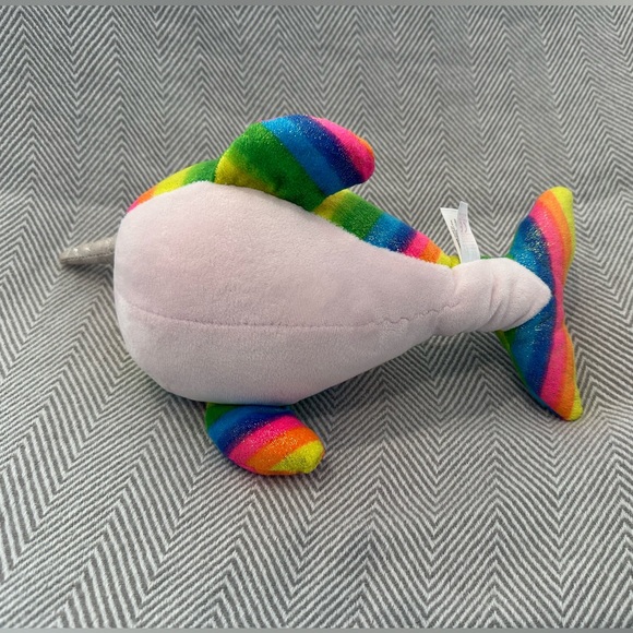Ty Nori 2018 Narwhal Unicorn Whale Rainbow Plush Stuffed Animal 13" Narwhal Book - Picture 8 of 10
